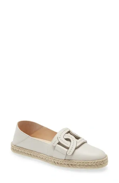 Tod's Round-toe Raffia-sole Espadrilles In White