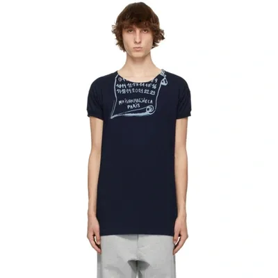 Maison Margiela Scroll-print Crew-neck T-shirt In Blue