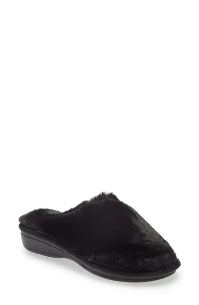 Cordani Mary Faux Fur Slipper In Black Faux Fur