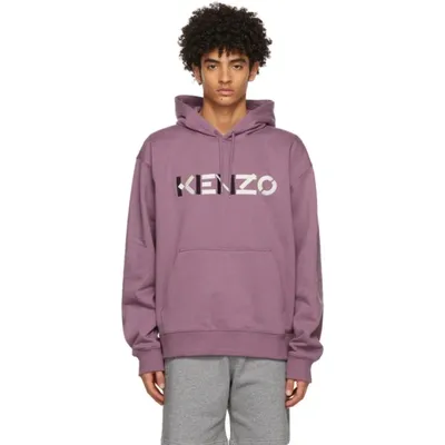 Kenzo Purple Hoodie With Logo Lettering In Light Purple