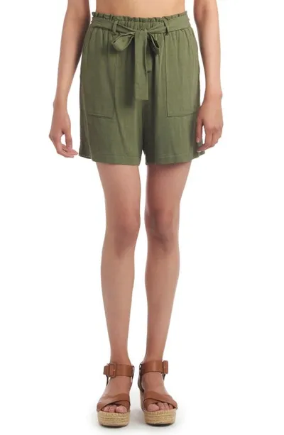 Everly Grey Shelly High Waist Paperbag Shorts In Olive