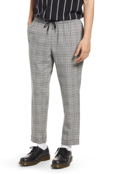 Open Edit E-waist Plaid Stretch Pants In Brown- Black Check Plaid