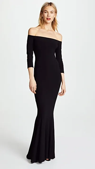 Norma Kamali Norma Kulture Off The Shoulder Fishtail Gown In Black