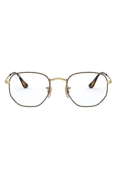 Ray Ban 54mm Optical Glasses In Havana Gold