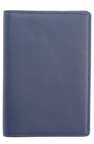 Royce Rfid Leather Passport Case In Navy Blue