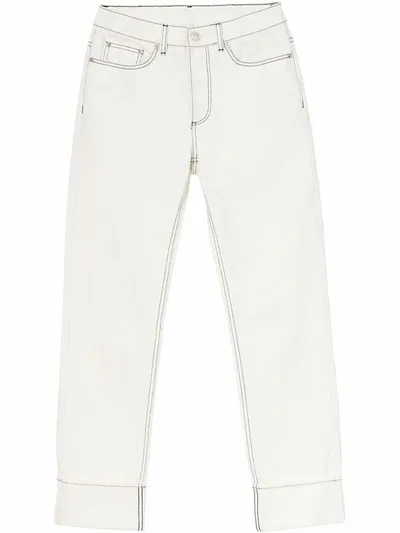 Burberry Straight-fit Topstitched Washed Jeans In White