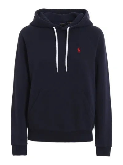 Polo Ralph Lauren Logo Embroidered Hoodie In Blue