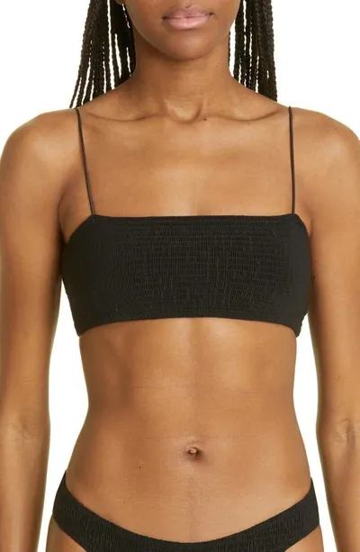 Totême Smocked Bikini Top In Black