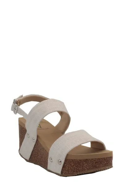 Volatile Summer Love Platform Wedge Sandal In Bone Fabric