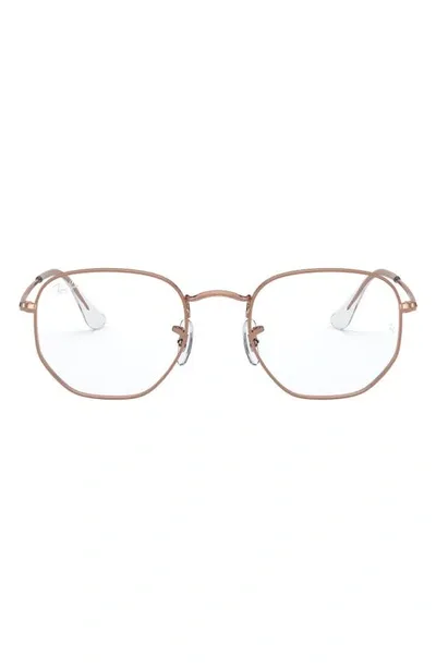 Ray Ban Unisex 48mm Hexagonal Optical Glasses In Rose Gold