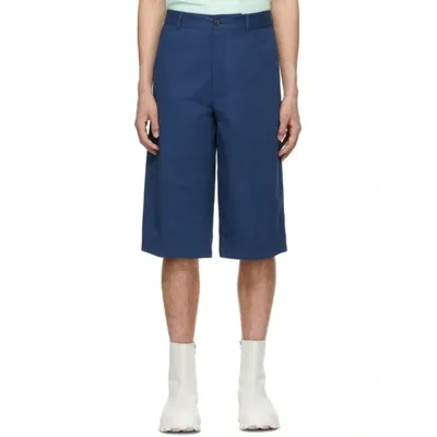 Kenzo Blue Gabardine Casual Shorts In Ink