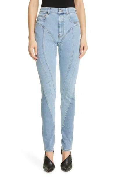 Mugler High-rise Panelled Skinny Jeans In Blue