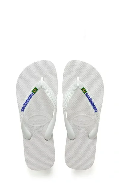 Havaianas Kids' Brazil Logo Flip Flop In White