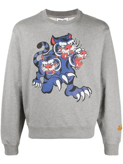 Kenzo Grey Sweatshirt With Multicolour Print