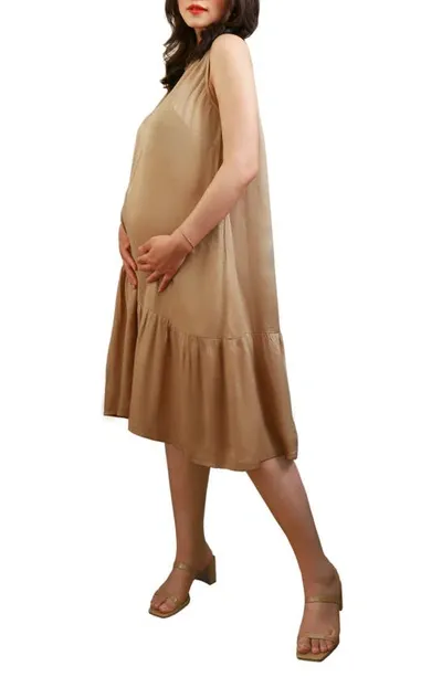 Emilia George Fabric Matters Violette Maternity Dress In Beige