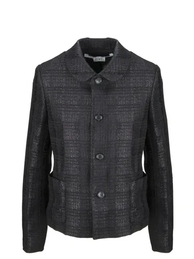 Comme Des Garçons Comme Des Garçons Checked Jacquard Jacket In Black