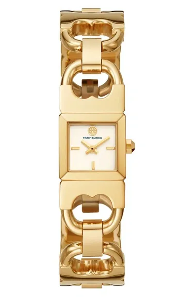 Tory Burch The Double-t Link Bracelet Watch In Gold