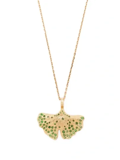 Aurelie Bidermann 18kt Yellow Gold Gingko Tsavorite Necklace