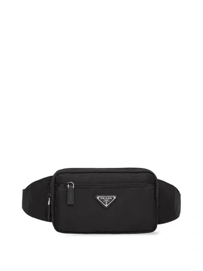 Prada Black Applique Fanny Pack In Nero