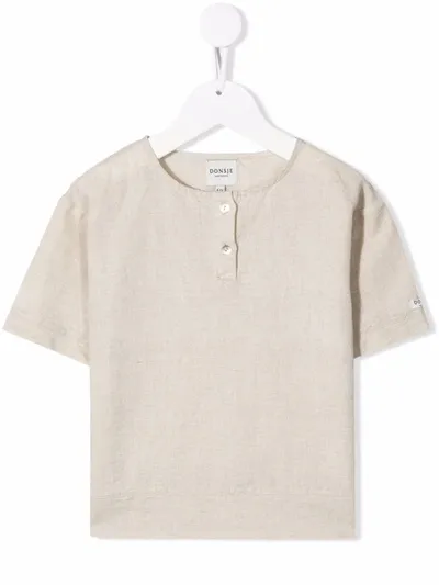 Donsje Button-placket T-shirt In Nude