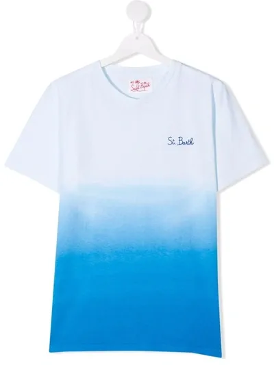 Mc2 Saint Barth Teen Logo Tie-dye T-shirt In Blue