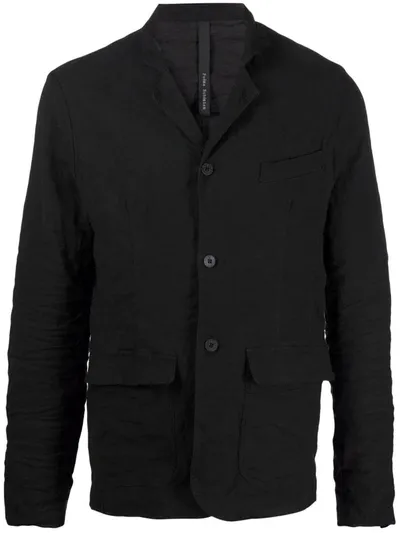 Poème Bohèmien Single-breasted Linen Blazer In Black