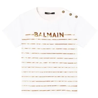 Balmain Teen Sequin-embellished T-shirt Dress In White