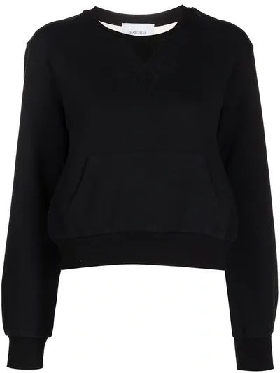 Marchesa Notte Sheer Panel Sweatshirt In Schwarz