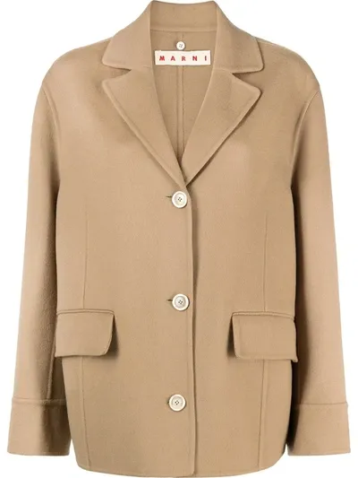 Marni Single-breasted Slouchy Blazer In Neutrals