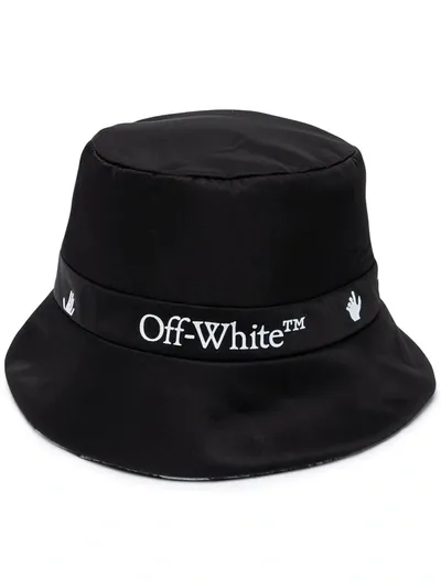 Off-white Logo-print Reversible Bucket Hat In Schwarz