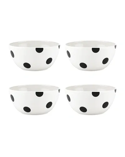 Kate Spade Deco Dot Black Appetizer Bowls, Set Of Four