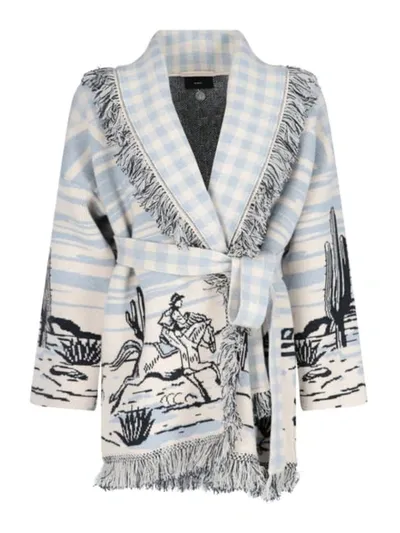 Alanui Ride Your Dreams Cashmere Wrap Cardigan In Light Blue