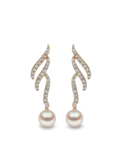 Yoko London 18kt Yellow Gold Sleek Akoya Pearl And Diamond Earrings