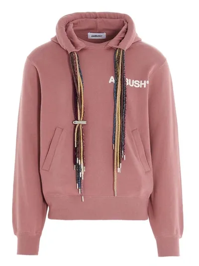 Ambush Logo-print Drawstring Hoodie In Pink