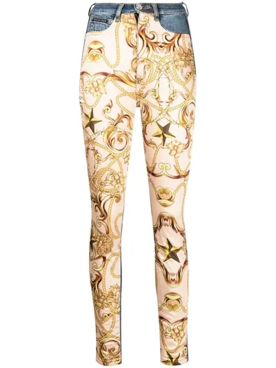 Philipp Plein Baroque-print Skinny Jeans In Nude