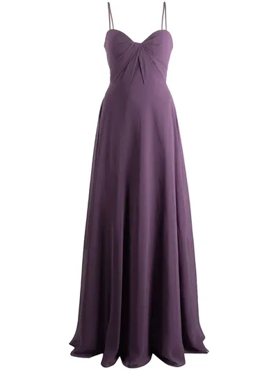 Marchesa Notte Bridesmaids Twist-detail Floor-length Dress In Violett