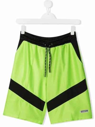 Iceberg Teen Contrast-stripe Drawstring Shorts In Grün