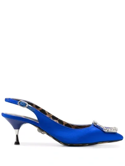 Philipp Plein Crystal Hexagon Leather Pumps In Blue