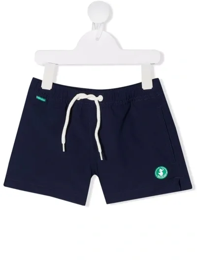 Save The Duck Drawstring Logo-patch Swim Shorts In Dark Blue