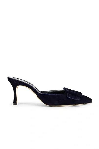 Manolo Blahnik Maysale 70 Mule In Navy