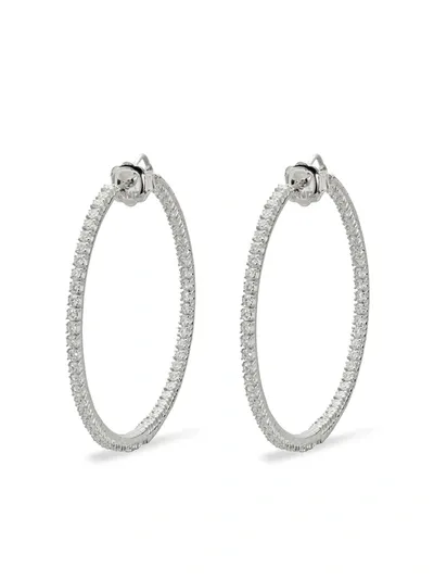 Mattia Cielo 18kt White Gold And Titanium Rugiada Front And Back Diamond Hoop Earrings In Silber