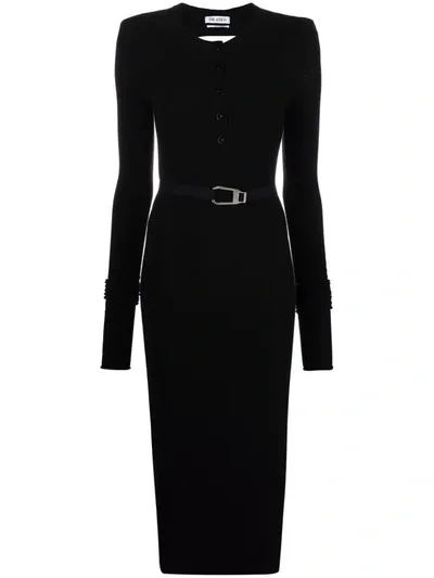 Attico Long-sleeve Backless Dress In Black