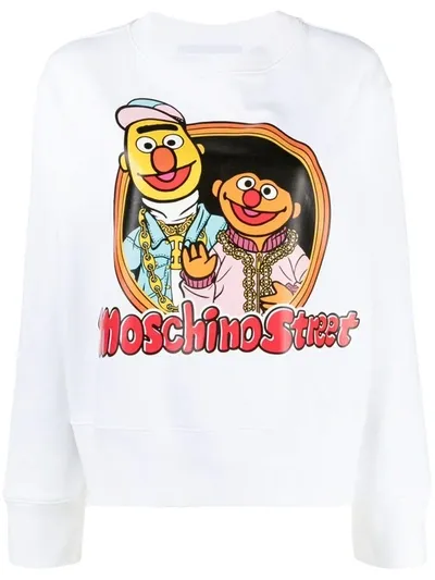 Moschino White Sesame Street Edition Bert & Ernie Sweatshirt In Light Grey