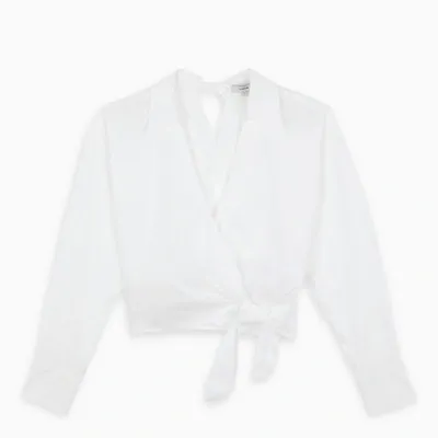 Vince Off White Wrapped Cropped Blouse