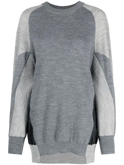 Stella Mccartney Oversized Colour-block Jumper In Grey