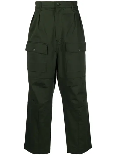 Maison Kitsuné Khaki Patched Pockets 2 Pleats Cargo Pants In Green