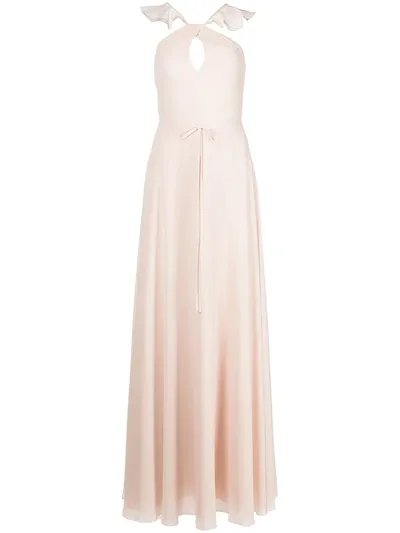 Marchesa Notte Bridesmaids Ruffle Halter-neck Gown In Rosa