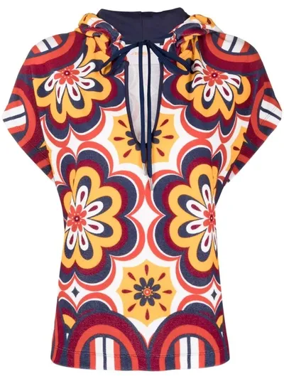 La Doublej Terry Geometric Print Blouse In Blau