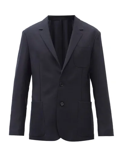 Paul Smith Wool Grain De Poudre Single-breasted Suit Jacket In Blue