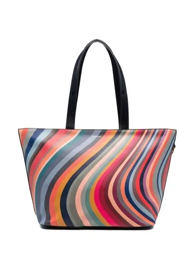 Paul Smith Wave-print Tote Bag In Multicolour